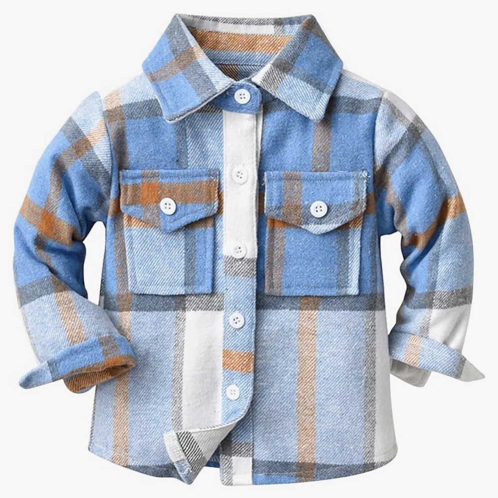 Blue and Brown Kids Plaid Jacket